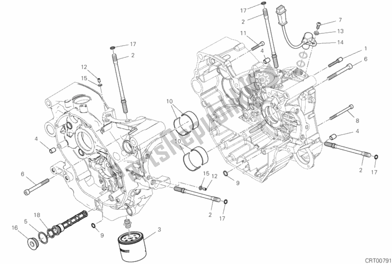 Todas as partes de 09b - Par De Meio Cárter do Ducati Scrambler 1100 Special Thailand USA 2019